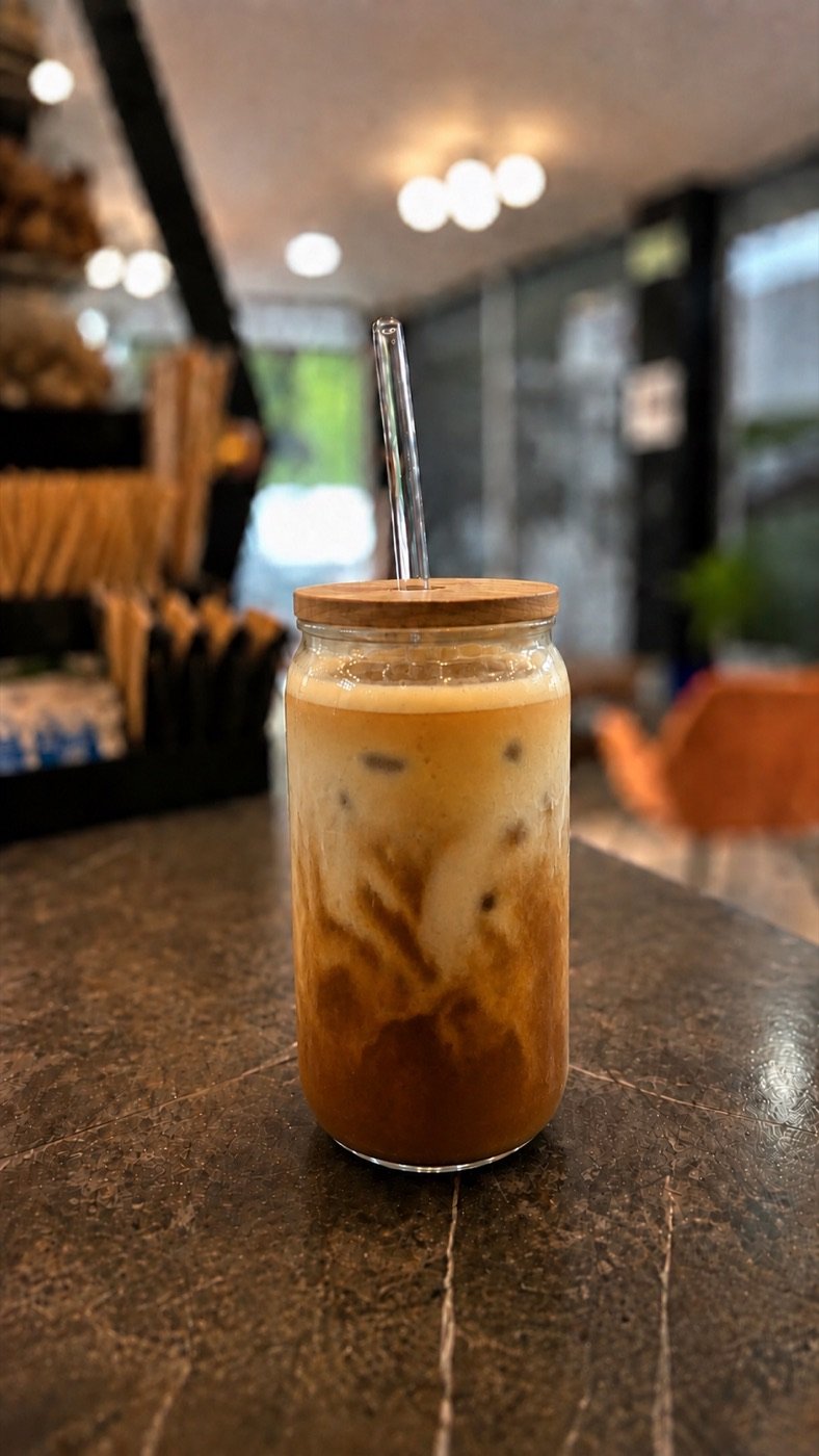Cold brew vainilla en vaso de vidrio